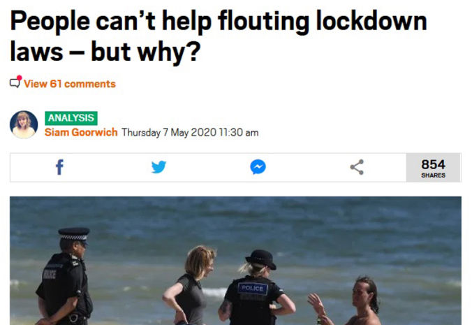 Flouting lockdown laws